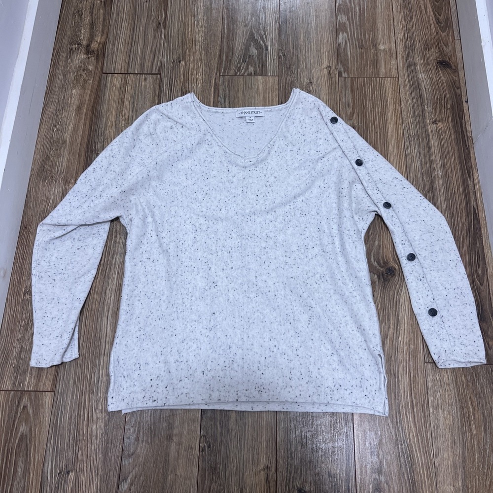 99 Jane Street Speckled V Neck Long Sleeve Sweater Women Size Small